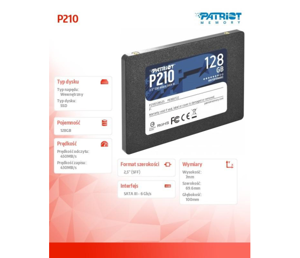 Patriot 128GB 2,5" SATA SSD P210 - 575329 - zdjęcie 2